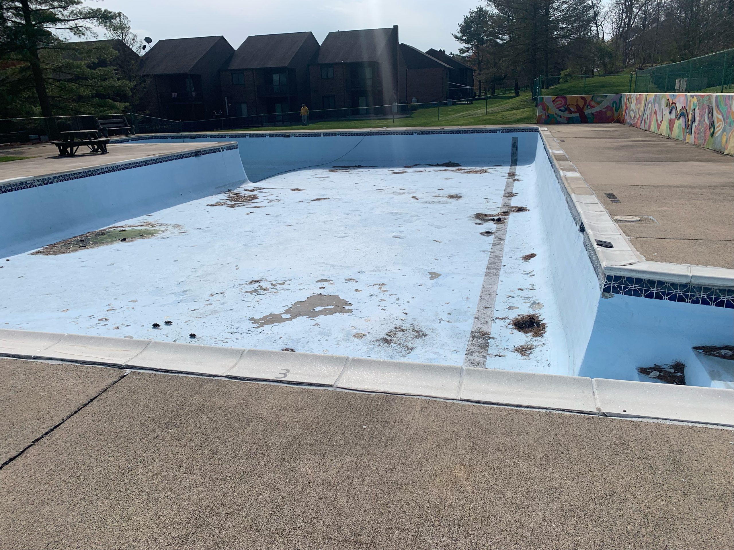 Empty concrete swimming pool
