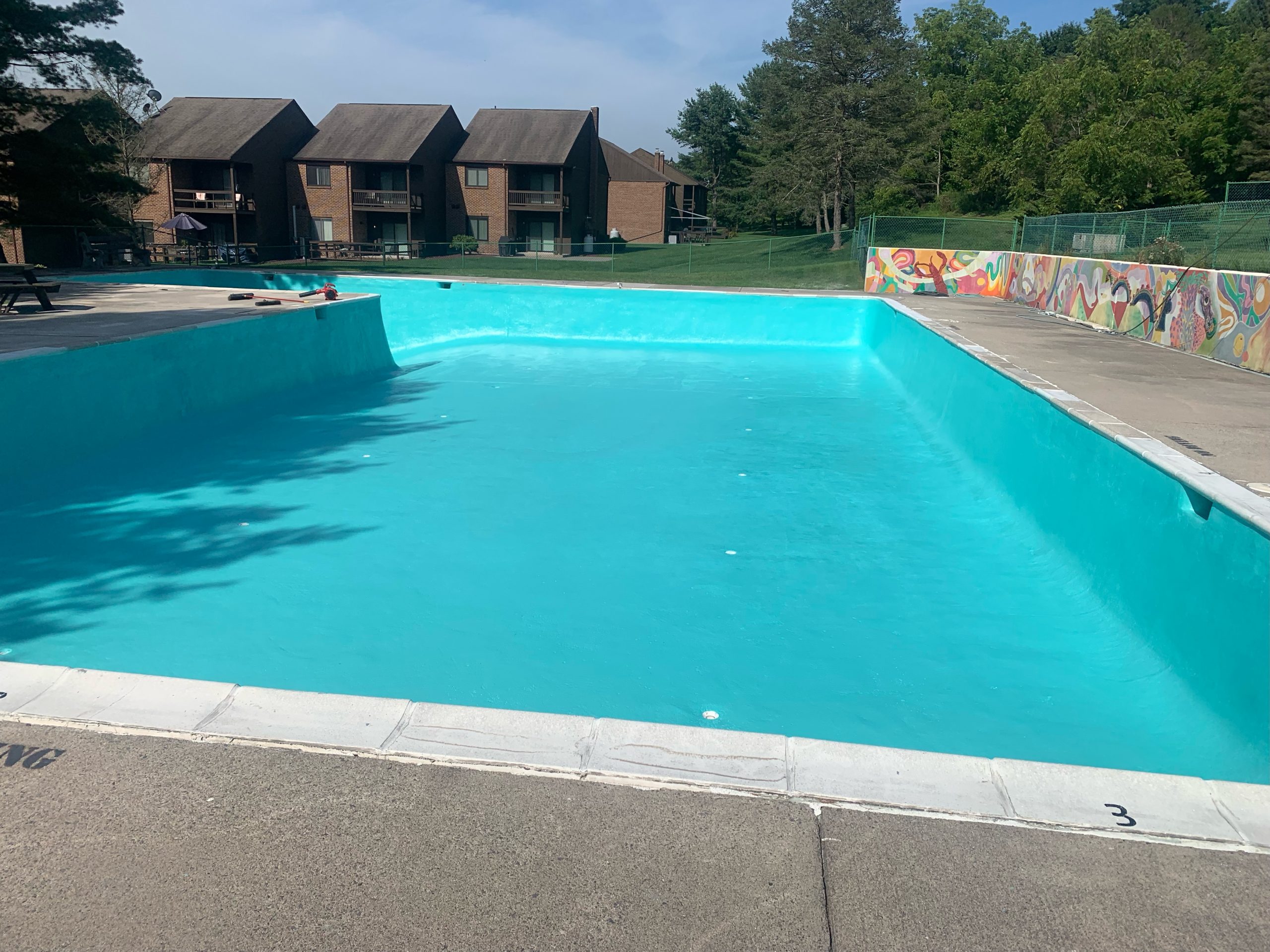 Painted concrete swimming pool